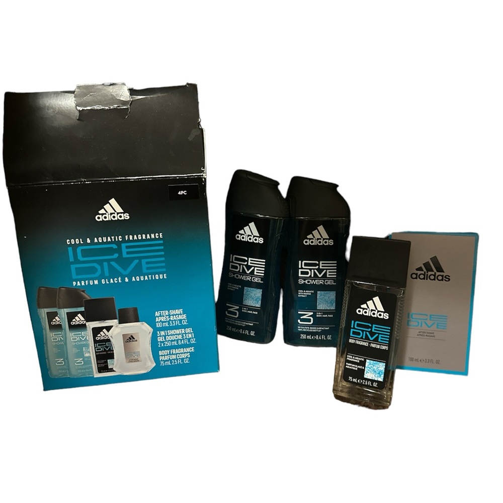 Adidas Cool & Aquatic Fragrance ICE DIVE Men’s 4Pcs Gift Set Brand New!